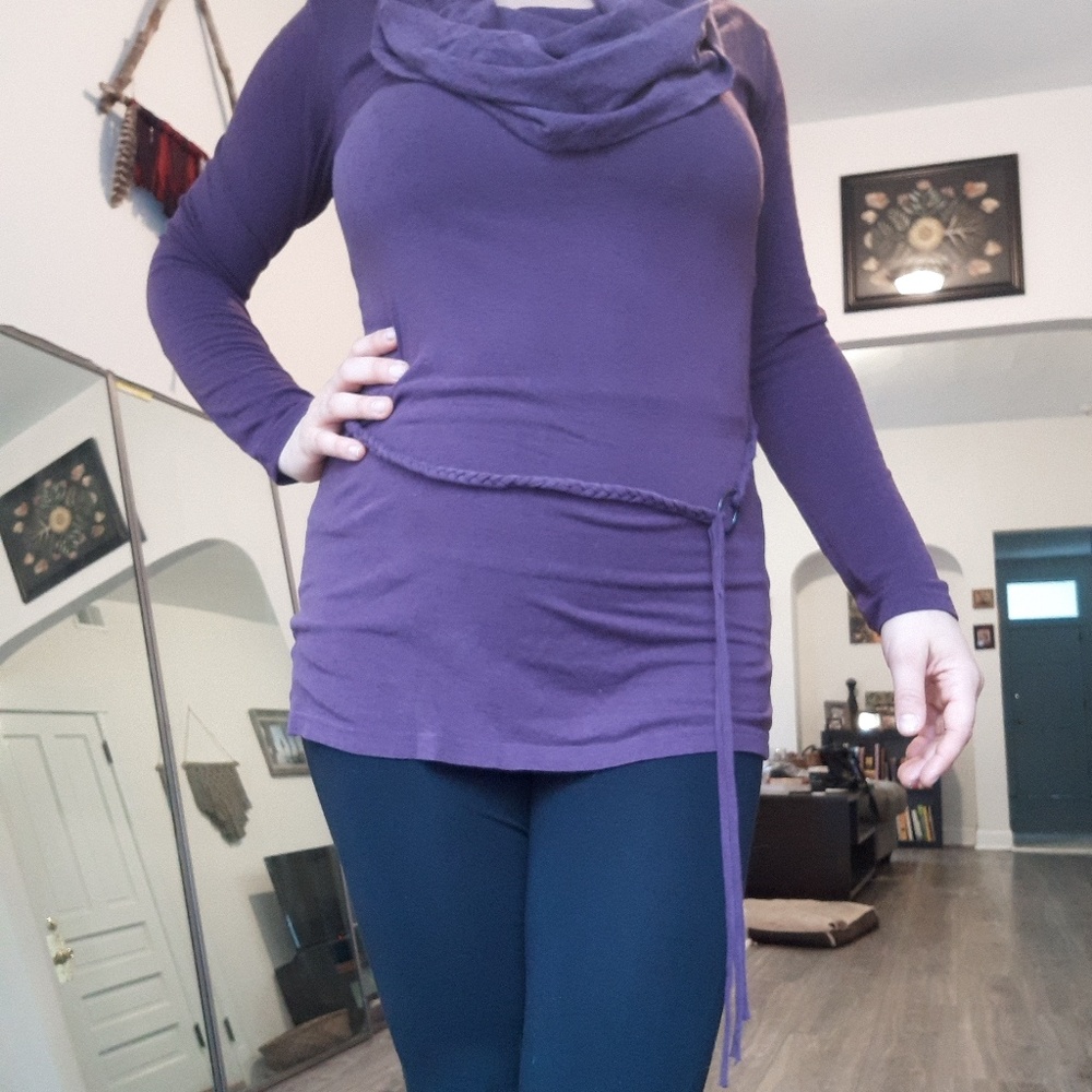 Purple long sleeve cowl neck top never worn